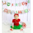 Xmas Max Style Snowflakes Long Sleeve Red Baby Bodysuit Kelly Green Pettiskirt & Rhinestone My 1st Christmas Print & Headband & Shoes JS4912